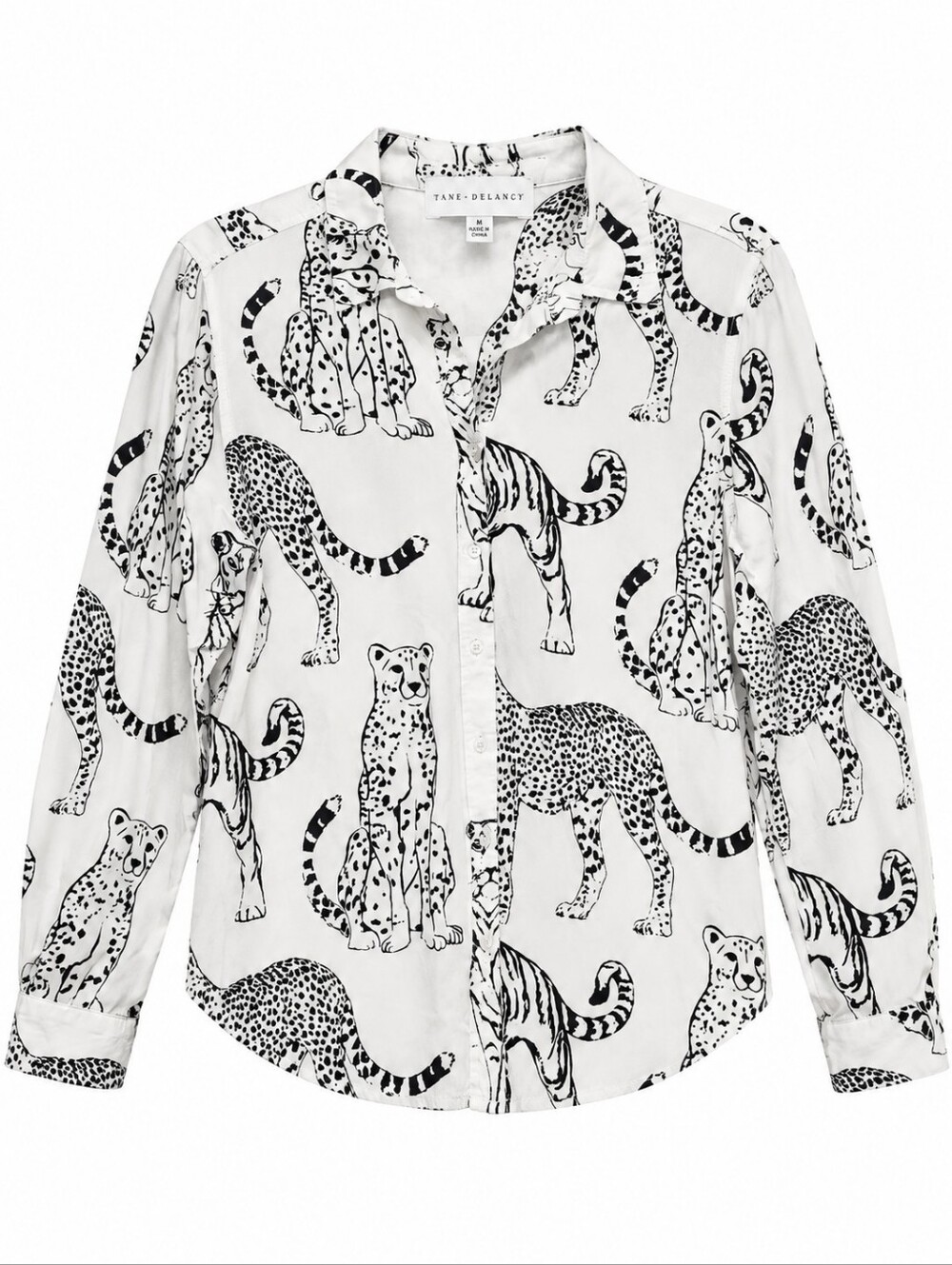 Anthropologie Animal Print Button-Up Shirt - White/Black